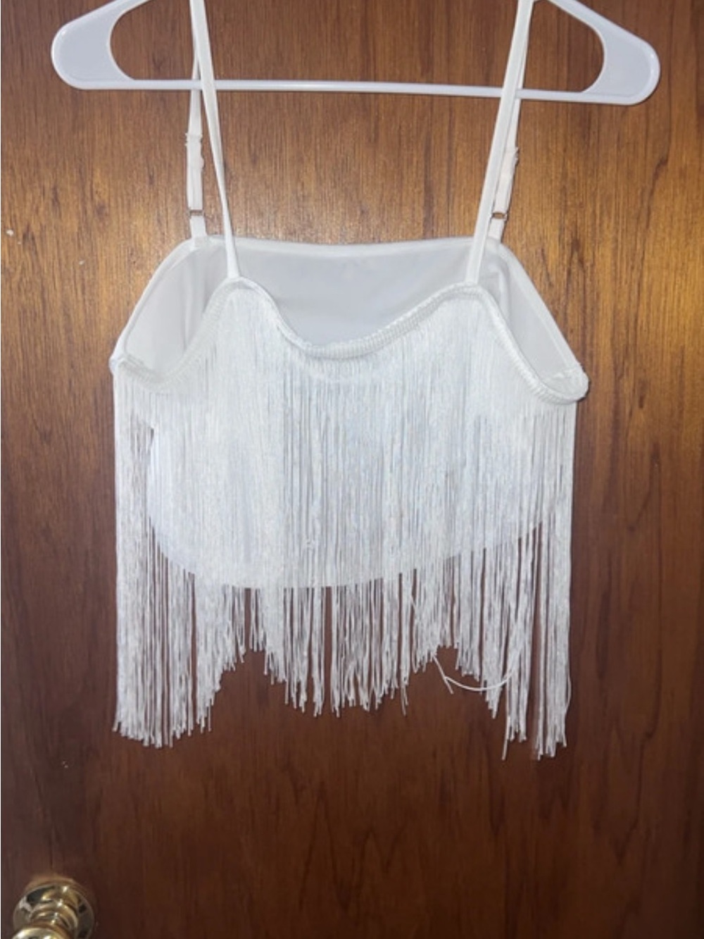 SHEIN White Fringe Spaghetti Strap Camisole